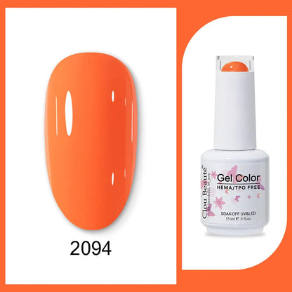 Clou Beaute 15ml Gel Nail Polish Set – Red Black White Green Neon UV Soak-Off Semi-Permanent Nail Varnish Base & Velvet Top Coat