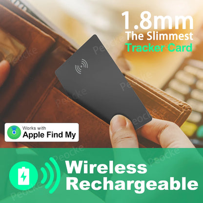 Wallet Anti-Loss Card – GPS Smart Tag with iPhone Find My Bluetooth, Ultra-Thin Wireless Charging, IP67 Waterproof