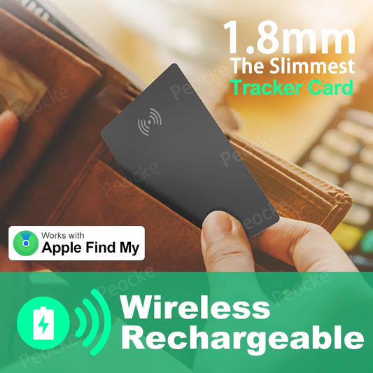 Wallet Anti-Loss Card – GPS Smart Tag with iPhone Find My Bluetooth, Ultra-Thin Wireless Charging, IP67 Waterproof