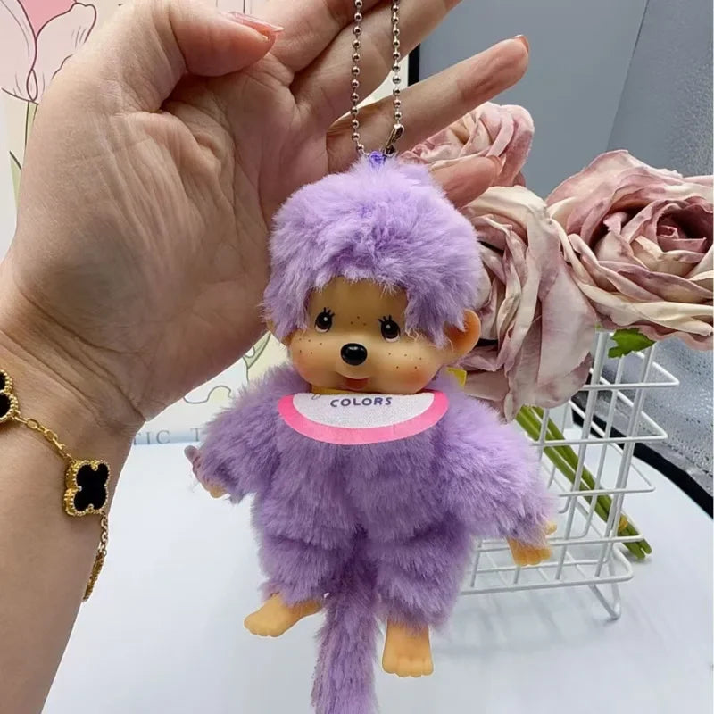 Anime Monchhichi Plush Pendant Doll – Cute Cartoon Character Standing Keychain Claw Machine Toy