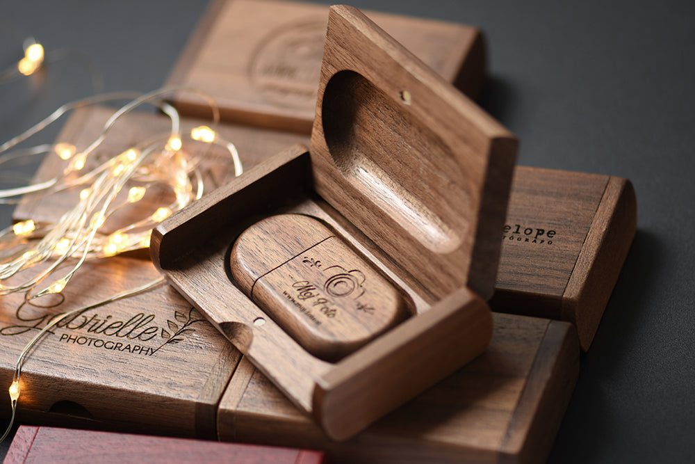 Custom Logo Wooden USB 2.0 Flash Drive with Box – 4GB 16GB 32GB 64GB Memory Stick for Wedding Photography Gifts