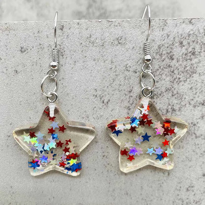 Patriotic Sunflower Acrylic Earrings - 4th of July American Flag Jewelry Gifts for Women Independence Day Parties