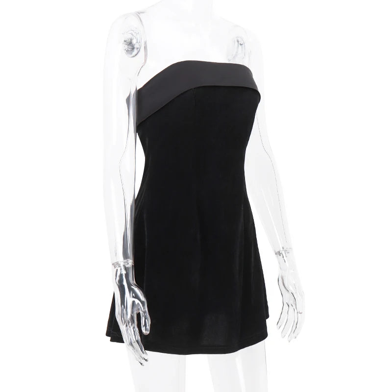 WhereMery Elegant Sleeveless Slash-Neck Mini Dress – Sexy Bodycon Backless A-Line Retro Evening & Club Party Dress for Women