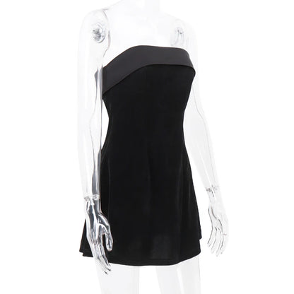 WhereMery Elegant Sleeveless Slash-Neck Mini Dress – Sexy Bodycon Backless A-Line Retro Evening & Club Party Dress for Women
