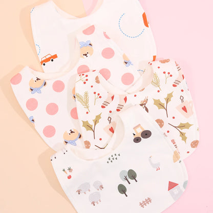 Cotton Baby Bib Set - Adjustable Soft Infant Feeding Bibs Burp Cloths Bandana Scarf for Boys & Girls