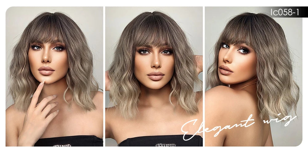 CharmSource Pink BOBO Short Synthetic Wig – Natural Wavy Heat Resistant Hair Wig for Women, Party & Daily Wear