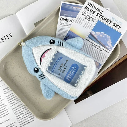 Shark Plush Card Holder - Cute Photo Storage Sleeve for ID Cards, Collectible Cards & Gift Accessories
