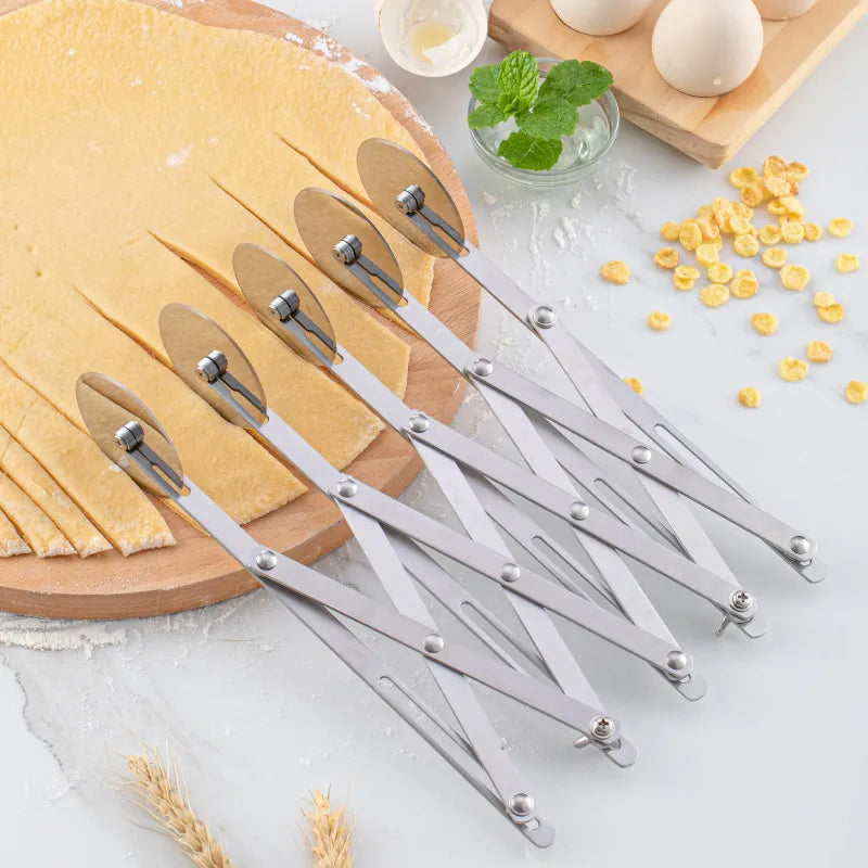3/5/7 Wheel Cutter Dough Divider - Stainless Steel Dough Knife with Flexible Roller Blade - Pizza and Pastry Peeler - Baking Pan Tool
