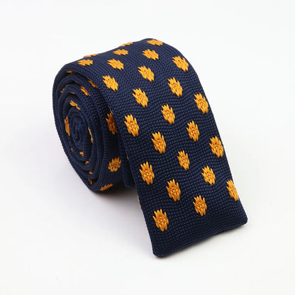 Classic Knit Neck Tie for Men — 6cm Plaid & Dots Casual Business Wedding Tie