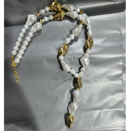 Luxury Pearl Necklace for Women - Adjustable Square Chunky Resin Statement Jewelry