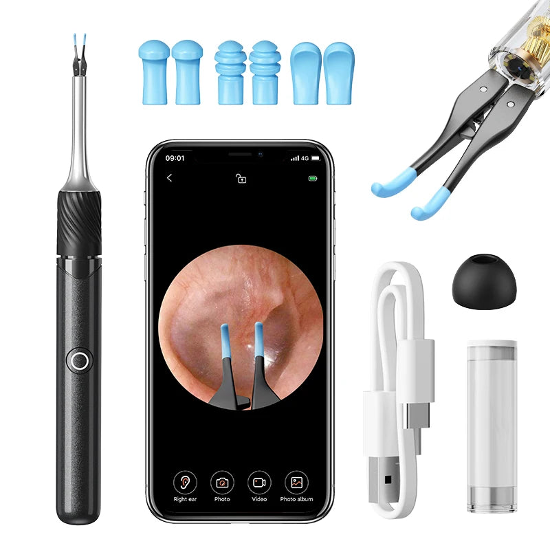 Visual Ear Cleaner with Camera – Ear Wax Removal Tool with 12MP, Ear Pick, Tweezers & 6 Ear Spoons for Ear Care