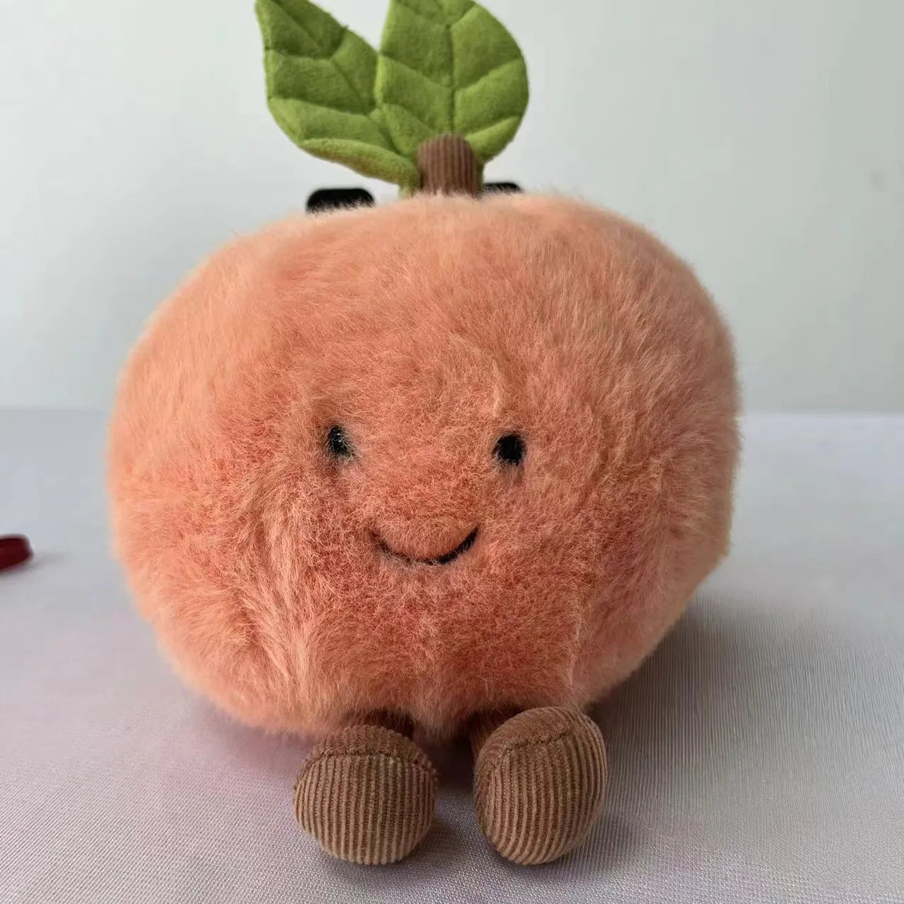 Kawaii Peach with Legs Doll – Smiling Face Fruit Cosplay Cushion, Sofa Decor, Perfect for Kids' Birthday Gifts