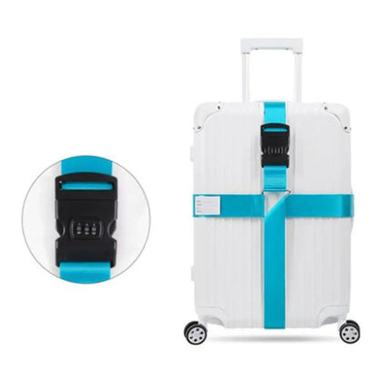 Anti-Theft Luggage Strap with Password Lock - Cross Buckle Suitcase Belt for Secure Packing