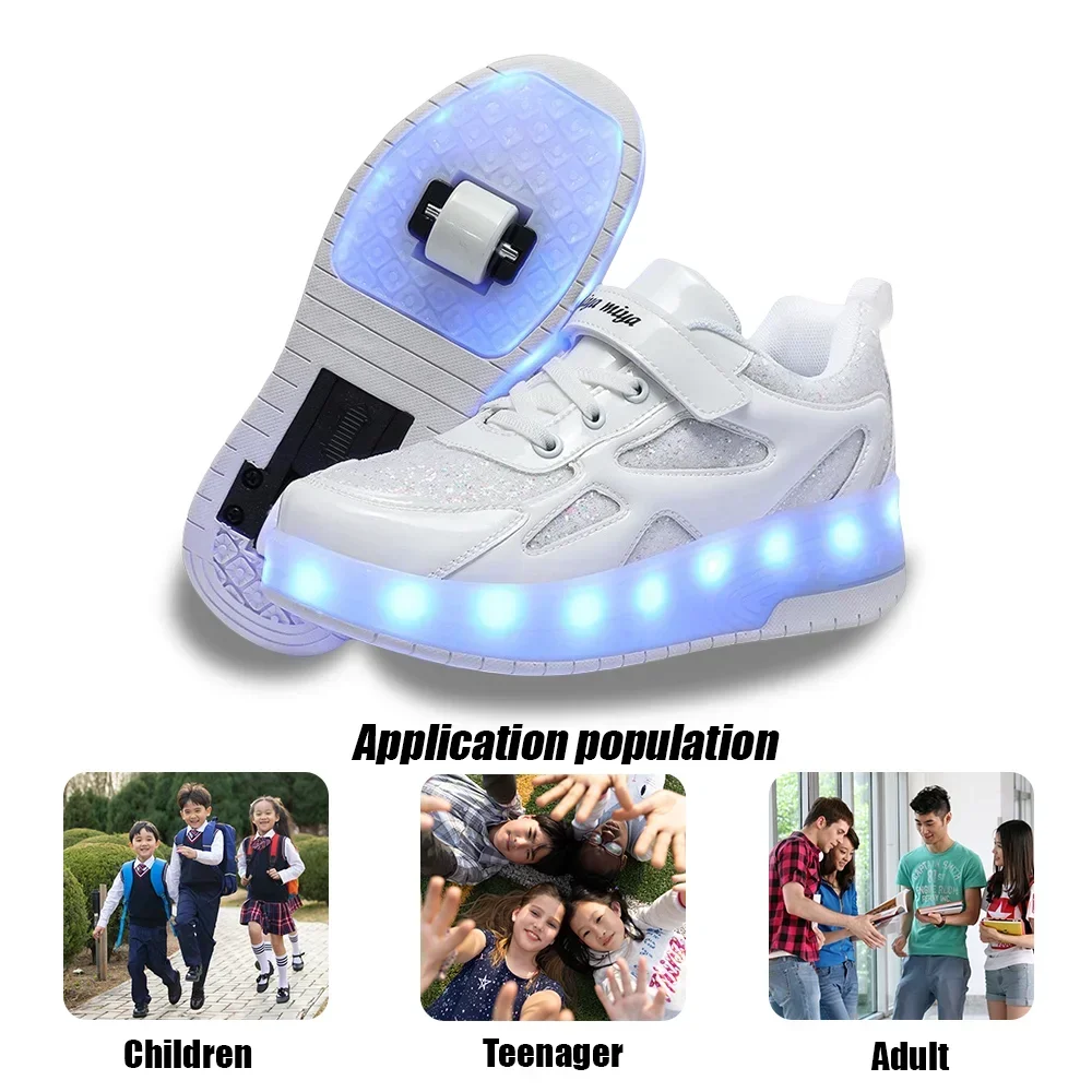 Kids' Inline Roller Skates – Removable 2-Wheel Skate Sneakers for Girls, Powerslide Wheeled Shoes
