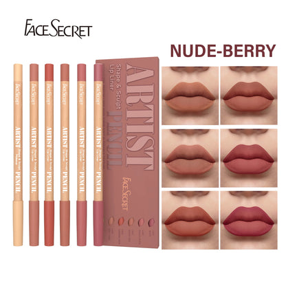 Face Secret Artist Shape Sculpt Matte Lip Liner Pencil Set – Weightless, Precise & Soft Blendable Texture