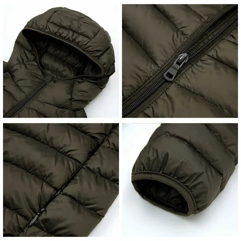 2024 Men’s Ultra-Light Down Jacket – 90% White Duck Down Hooded Thermal Feather Coat