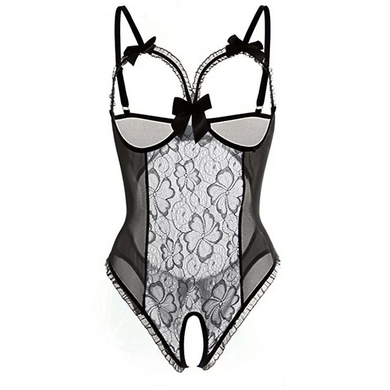 Sexy Black Bodysuit Lingerie - Women's One Piece Nightwear Club Costume