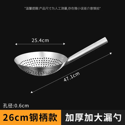 Thickened 304 Stainless Steel Colander with Long Handle – Large Kitchen Sieve for Oil, Flour, Noodles & Dumplings