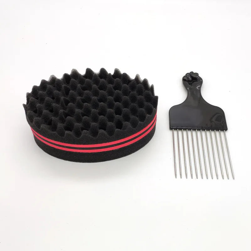 Men's Barber Hair Braider Set – Twist Sponge Gloves & Fork Comb for African Hair Styling & Salon Tools