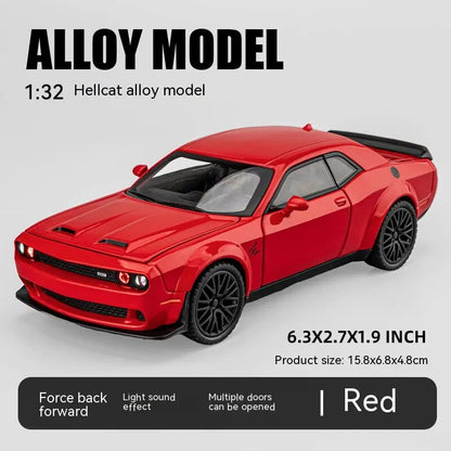 Dodge Challenger Hellcat 1:32 Scale Die-Cast Toy Car – Pull Back Model with Sound and Light Features
