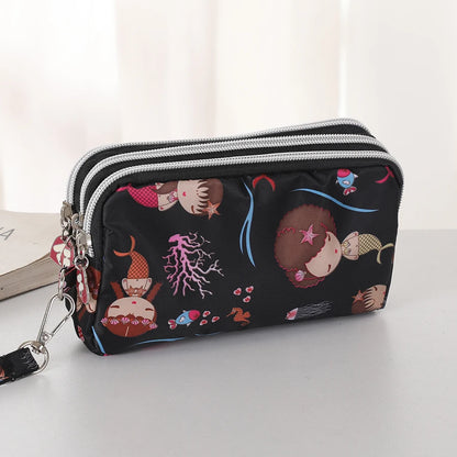 Three-Layer Zipper Short Mobile Phone Bag for Women - Fashionable, Waterproof with Multi-Layer Pockets, Portable Hand Makeup Bag
