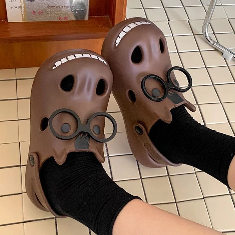 Funny Cartoon Platform Clogs - Soft EVA Slip-On Beach Sandals for Women & Couples