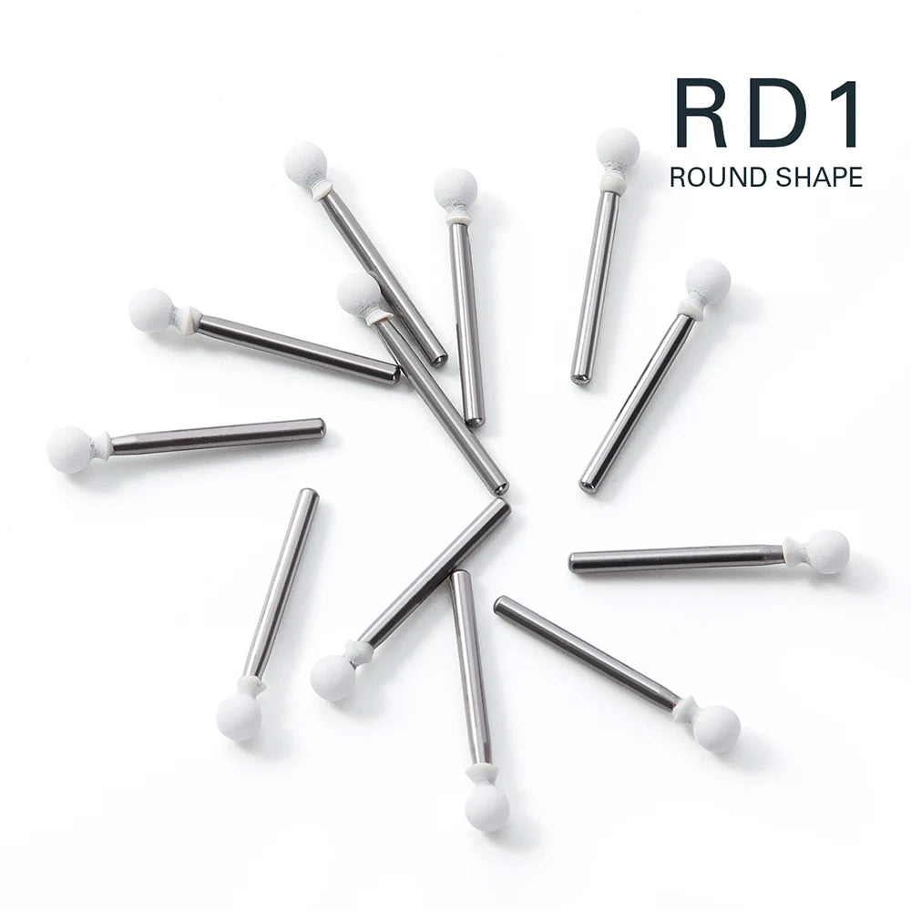 AZDENT White Stone Polishing Burs Kit – Flame, Cone & Round Shapes for Porcelain, Enamel & Composite Resin