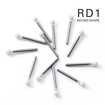 AZDENT White Stone Polishing Burs Kit – Flame, Cone & Round Shapes for Porcelain, Enamel & Composite Resin