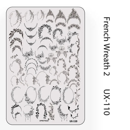 UX Serial 2 Stainless Steel Stamping Plate Template – Vintage Abstract Fabric Texture Pattern for Nail Art, Floral Lace, Xmas & Halloween Designs (UX52)