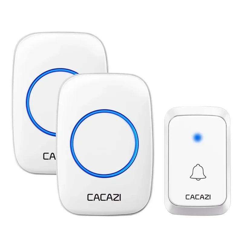 CACAZI A06 DC Battery-Operated Wireless Waterproof Doorbell – 300M Remote, 36 Chimes, Cordless Home Call Bell