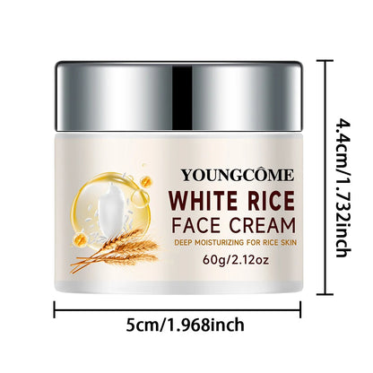 YOUNGCOME Rice Water Face Cream – Hydrating Moisturizer for Dry & Rough Skin, Improves Skin Texture & Smooths Complexion Skincare Cream