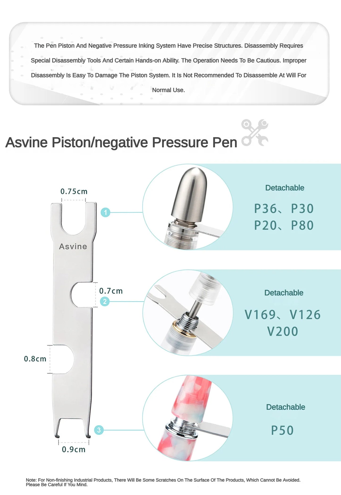 Multifunction Pen Removal Tool Wrench – For Asvine P20/P30/P36/P50/V169 Piston & Vacuum Fountain Pens, School & Office Stationery