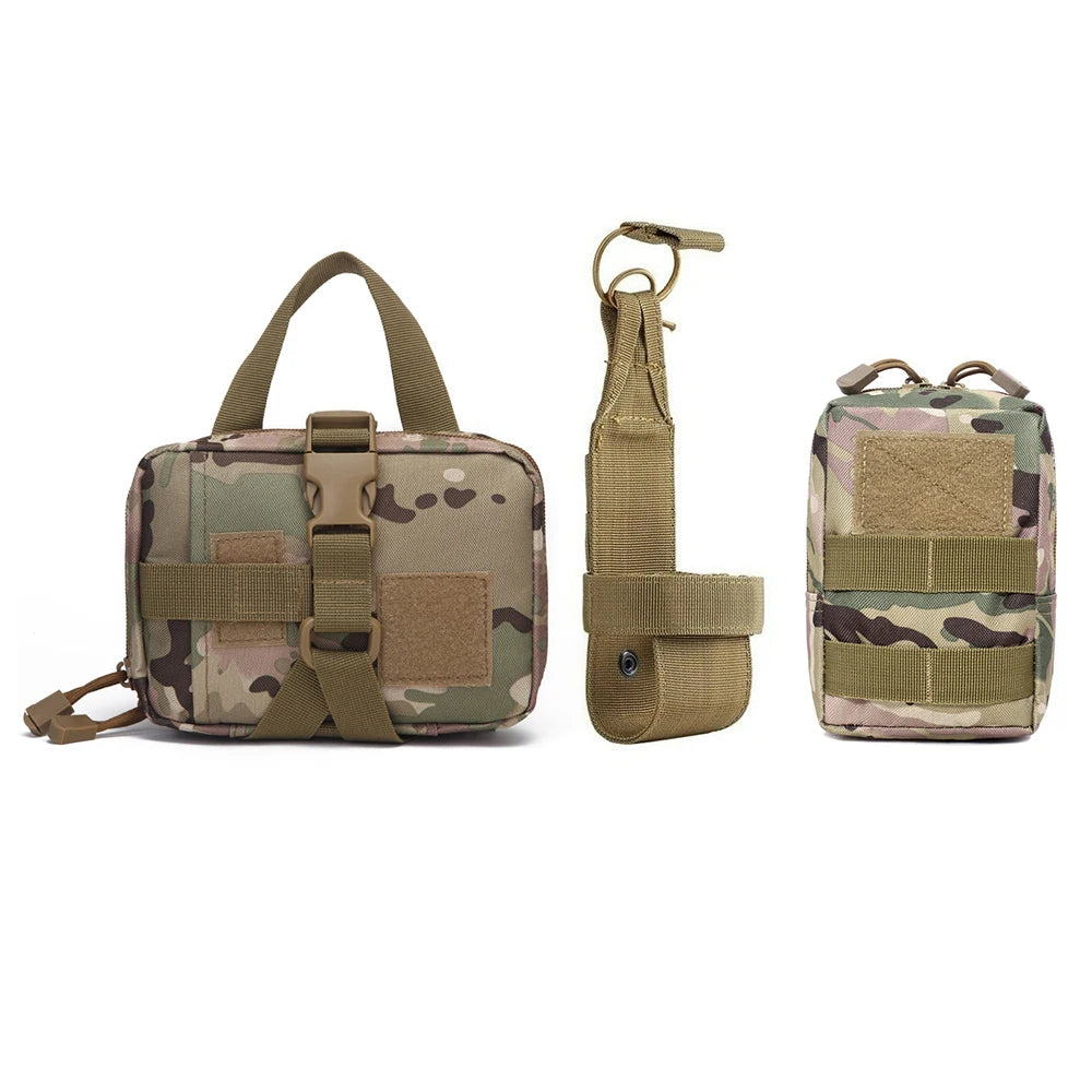 3Pcs Dog Tactical Harness Bags — 2 Pouch MOLLE Set & 1 Belt Bottle Holder for Military Training & Outdoor Use