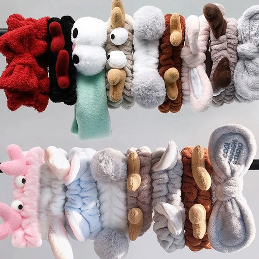 Sweet Coral Fleece Hair Bands: Elastic Bow Headbands for Women - Soft Wash Face Hairbands, Cute Hair Accessories