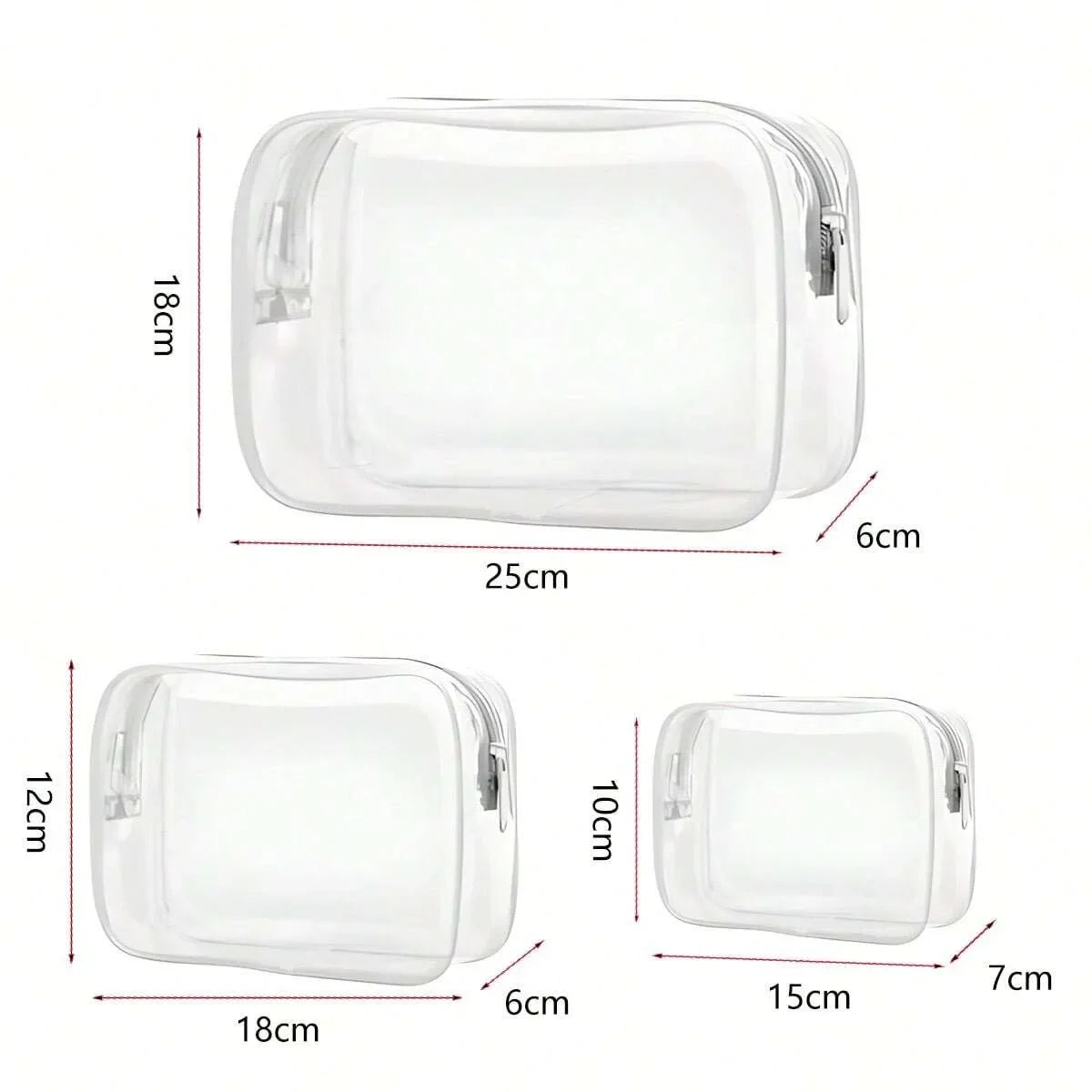 Clear Toiletry Bag — Portable Travel Makeup Organizer with Zipper, PVC Cosmetic Pouch, Airline Compliant