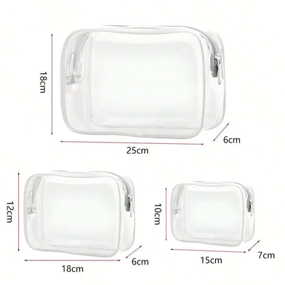 Clear Toiletry Bag — Portable Travel Makeup Organizer with Zipper, PVC Cosmetic Pouch, Airline Compliant