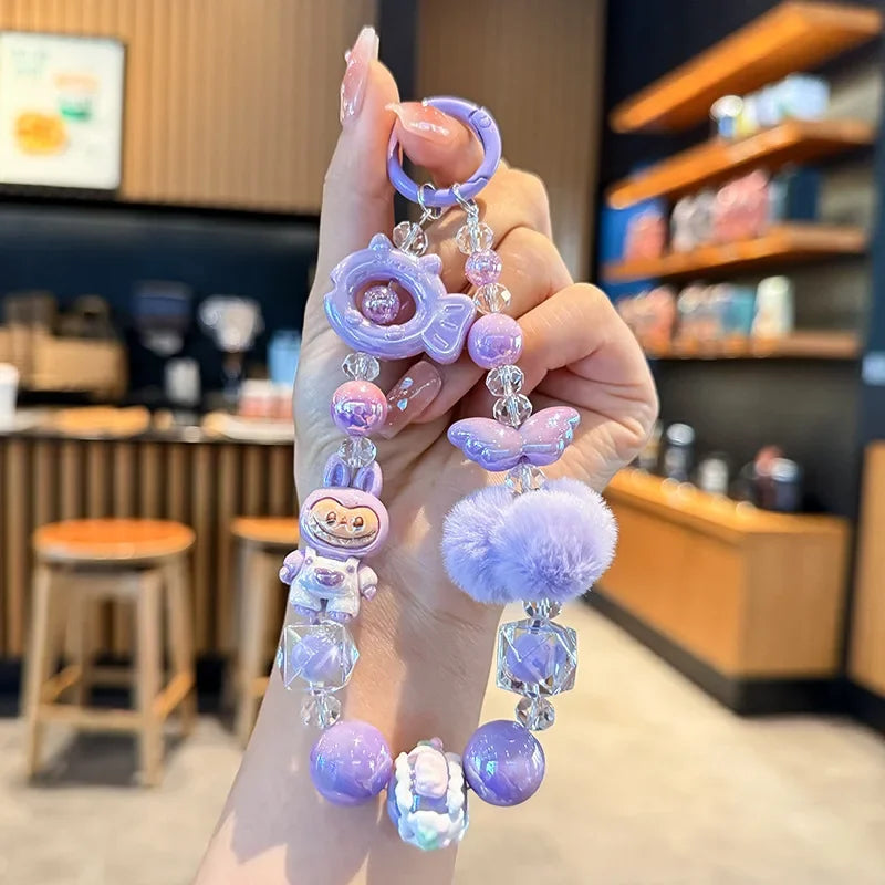 New Rabbit Hairball Beaded Mobile Phone Chain — Cute Cartoon Lanyard & Bag Pendant, Popular Gift Phone Charm for Girls