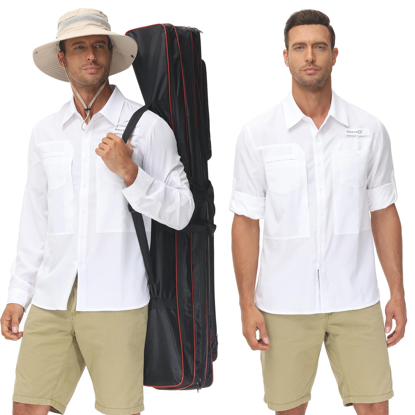 Men’s UPF 50+ Fishing Shirt - Lightweight Long Sleeve Tactical Button Down with Breathable Mesh Back