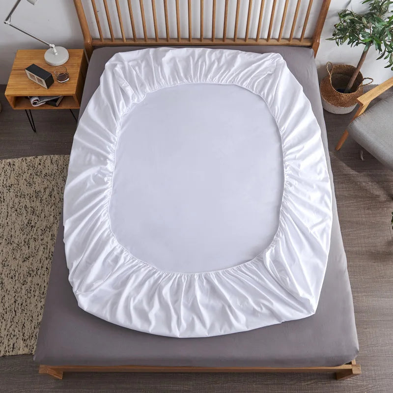 Cotton Fitted Sheet - Non Slip Elastic Band Mattress Cover for Single, Double, King & Queen Beds