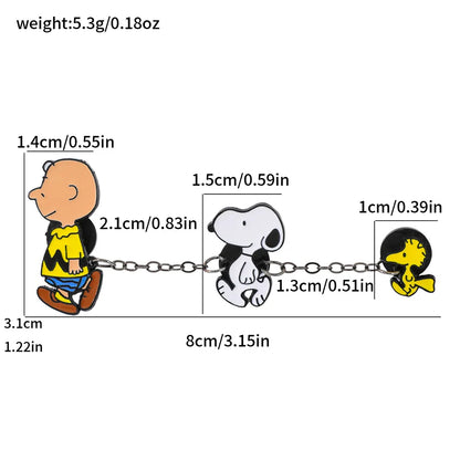 Snoopy Chain Enamel Pin - Cute Cartoon Lapel Badge for Backpacks, Clothing and Fan Gifts