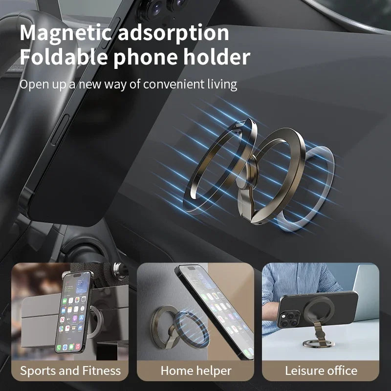 Foldable MagSafe iPhone Holder - 360° Rotating Magnetic Stand & Finger Grip for iPhone 17/16/15/14/13