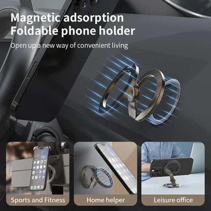 Foldable MagSafe iPhone Holder - 360° Rotating Magnetic Stand & Finger Grip for iPhone 17/16/15/14/13