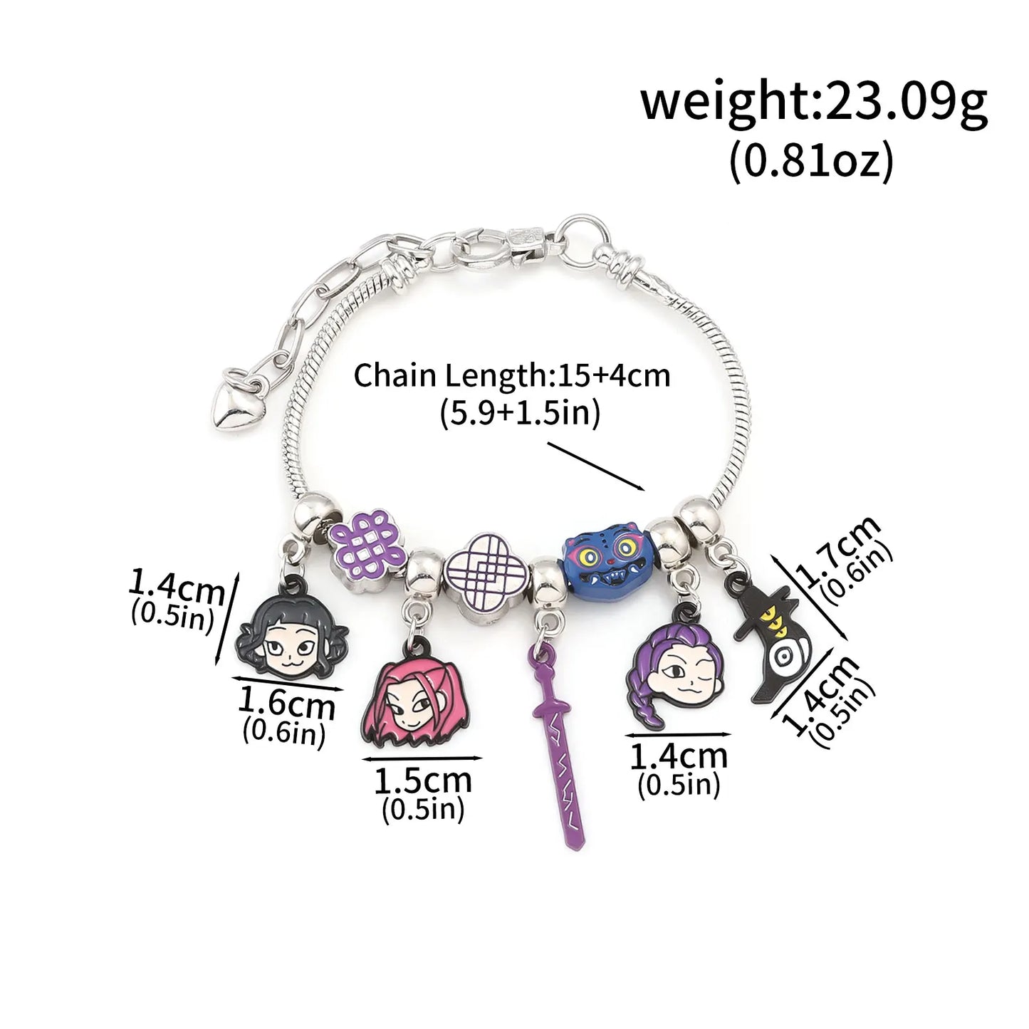 Y2K K-Pop Demon Hunters Bead & Enamel Pendant Bracelet – HUNTR/X Bangle Cosplay Jewelry Gift