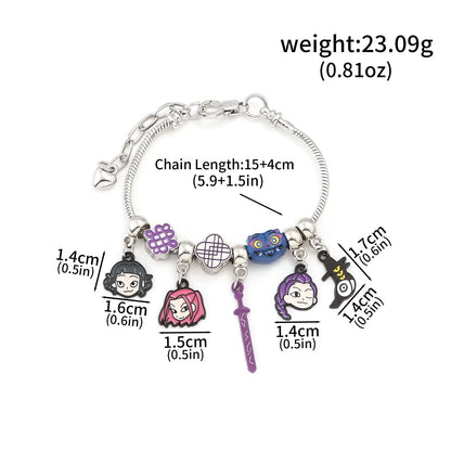 Y2K K-Pop Demon Hunters Bead & Enamel Pendant Bracelet – HUNTR/X Bangle Cosplay Jewelry Gift