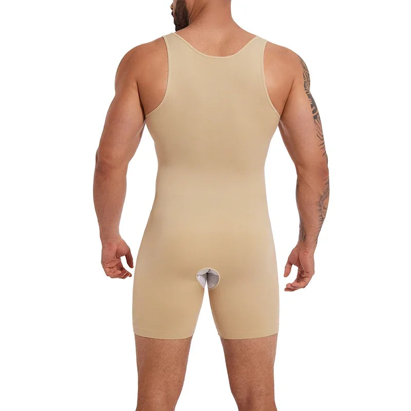 Men’s Sleeveless Bodysuit Shaper — Full Body Compression Undershirt, Tummy Control Slimming Vest Shapewear