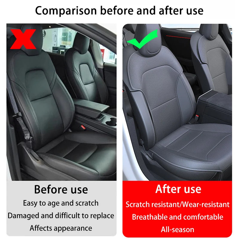 Tesla Model 3 Highland 2025–2026 Premium PU Leather Seat Cover – All-Season Full Set Car Seat Cushion Protector Interior Accessory