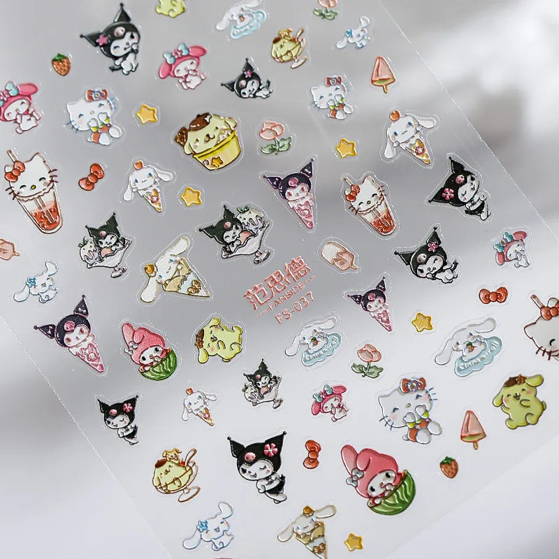Cute Snoopy 5D Nail Stickers – Cartoon Anime Nail Art Decoration