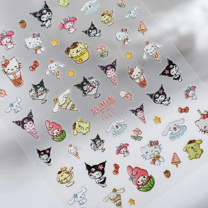 Cute Snoopy 5D Nail Stickers – Cartoon Anime Nail Art Decoration