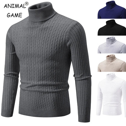 Men's High Neck Turtleneck Sweater - Warm Knitted Pullover Winter Casual Outdoor Top