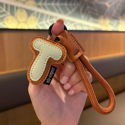 A-Z Leather Initial Keychain - Braided Wristband Pendant for Men & Women, Car, Bag & Phone Case Charm